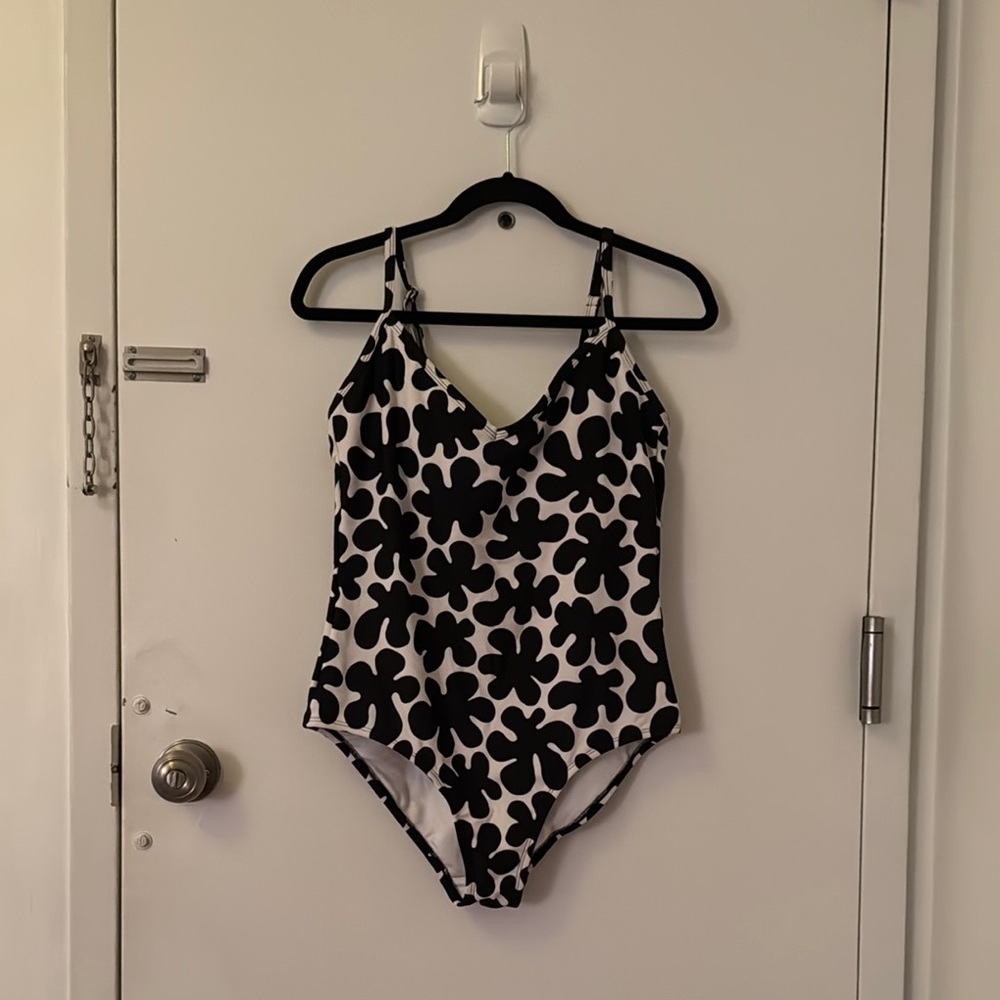 Black and White Floral Swimsuit